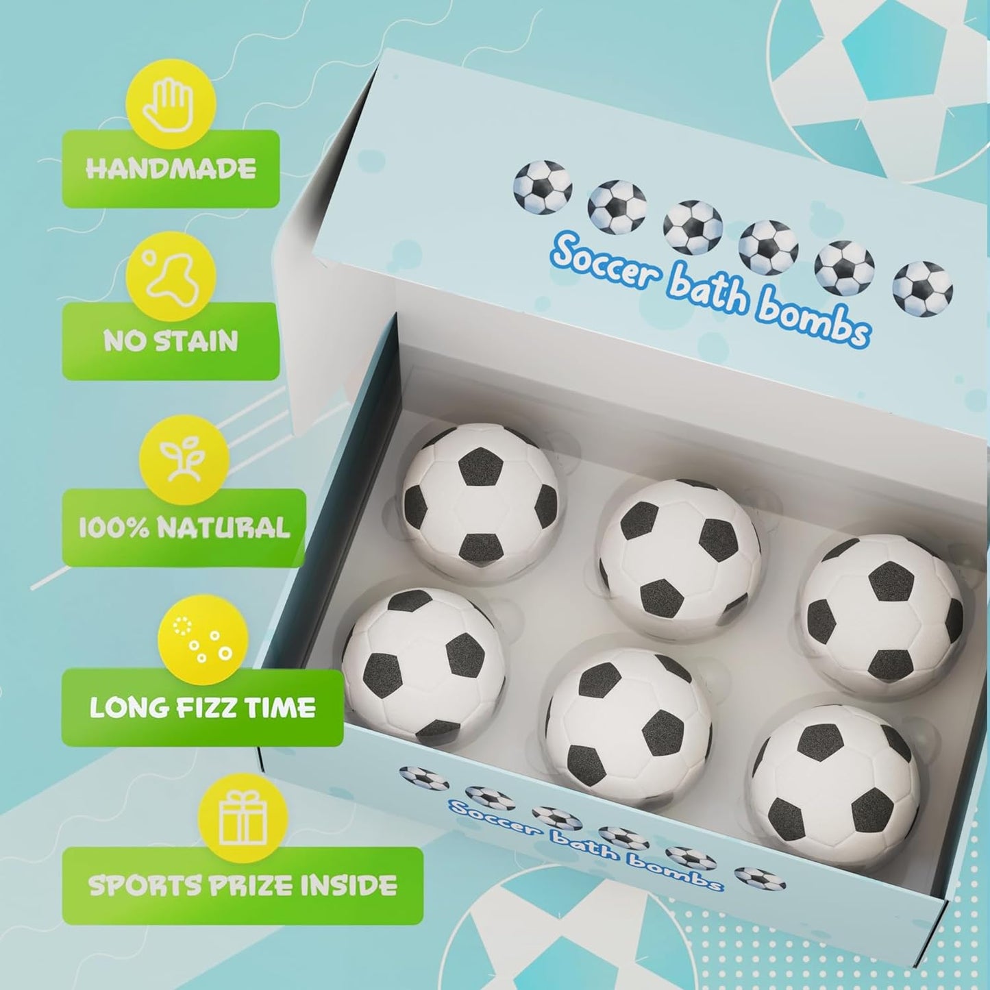 Kids Soccer Bath Bombs with prize Inside