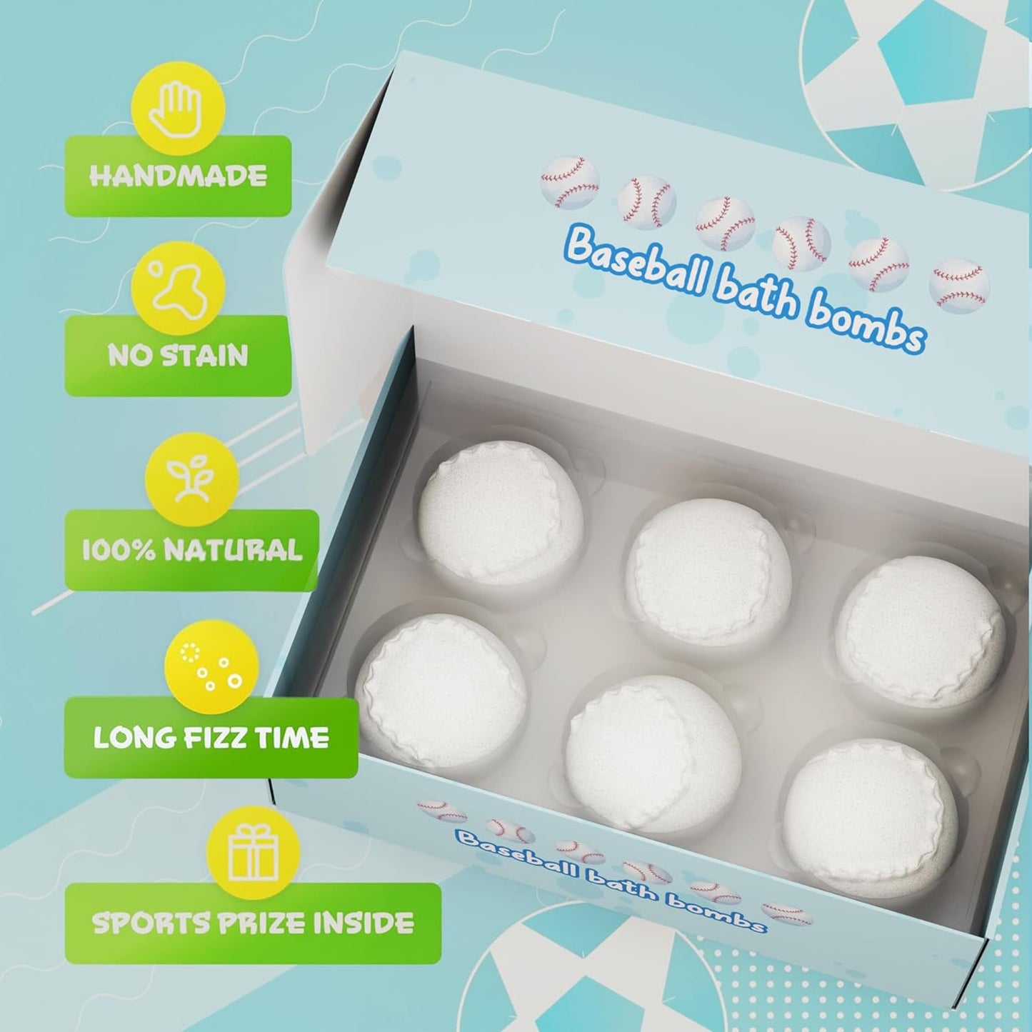 Kids Baseball Bath Bombs with prize Inside