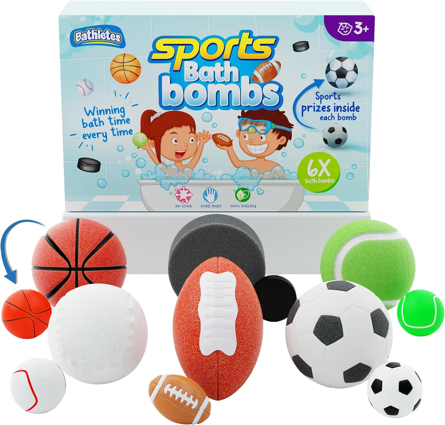 Kids Sports Bath Bombs with prize Inside (Variety)