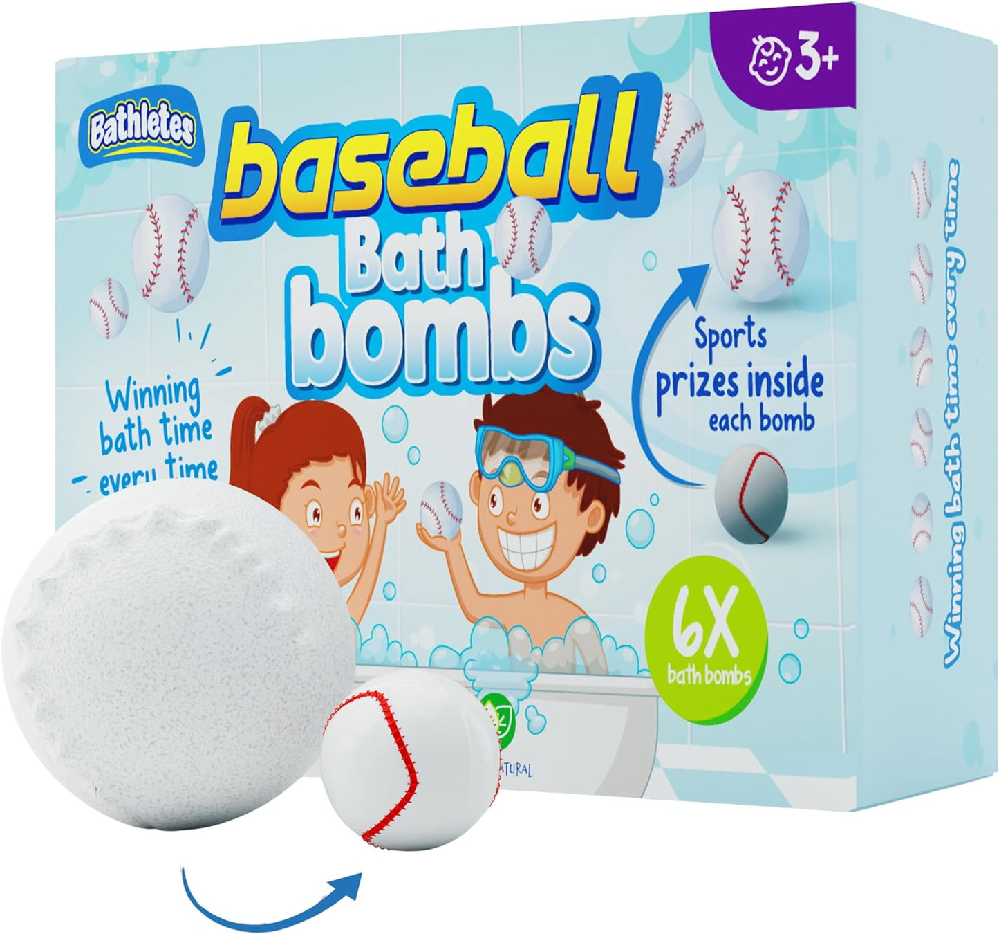 Kids Baseball Bath Bombs with prize Inside