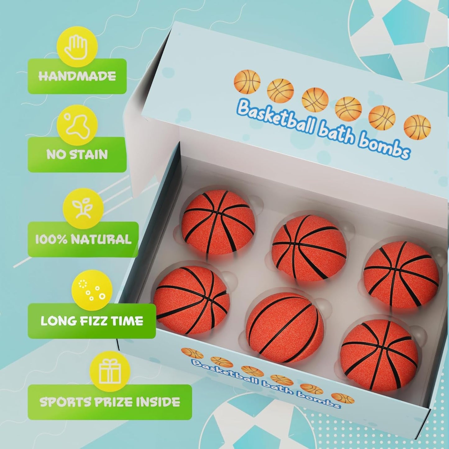 Kids Basketball Bath Bombs with prize Inside